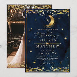 Invitación Elegante Boda Azul Celestial