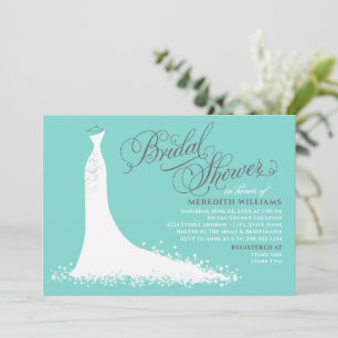 Invitación Elegante Boda azul de Aqua con ducha de novia