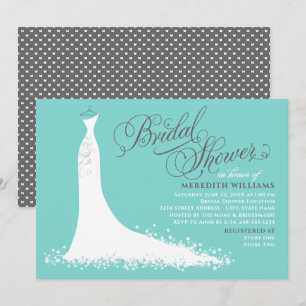 Invitación Elegante Boda azul de Aqua con ducha de novia
