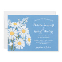 Elegante Boda azul de Daisies blancos florales