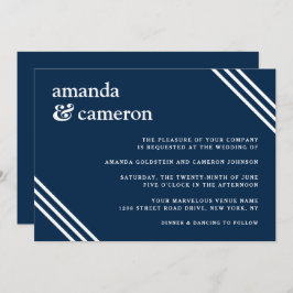 Invitación Elegante Boda azul de la Marina
