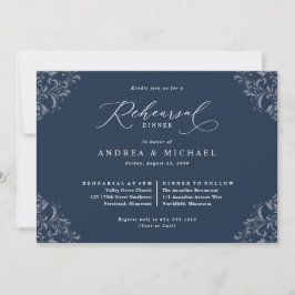 Invitación Elegante Boda azul de la Marina Cena