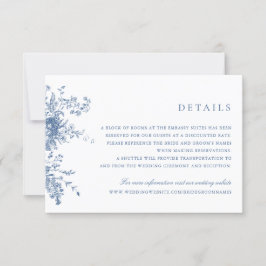 Invitación Elegante Boda azul de la Marina Floral Insertar