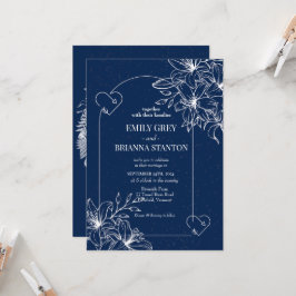 Invitación Elegante boda azul de la Marina formal clásica