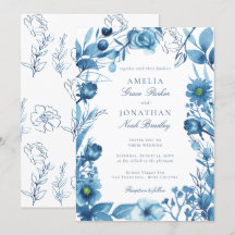 Elegante Boda Azul Floral