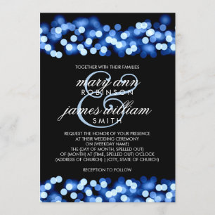 Invitación Elegante Boda Azul Hollywood Glam