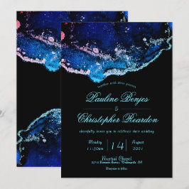 Invitación Elegante Boda azul púrpura de tono jewel