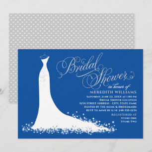 Invitación Elegante Boda azul real con ducha de novia