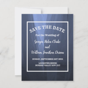 Invitación Elegante Boda Azul Romántica Salva La Fecha