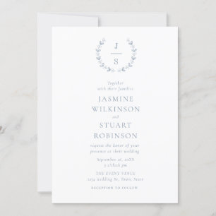 Invitación Elegante Boda azul turbio