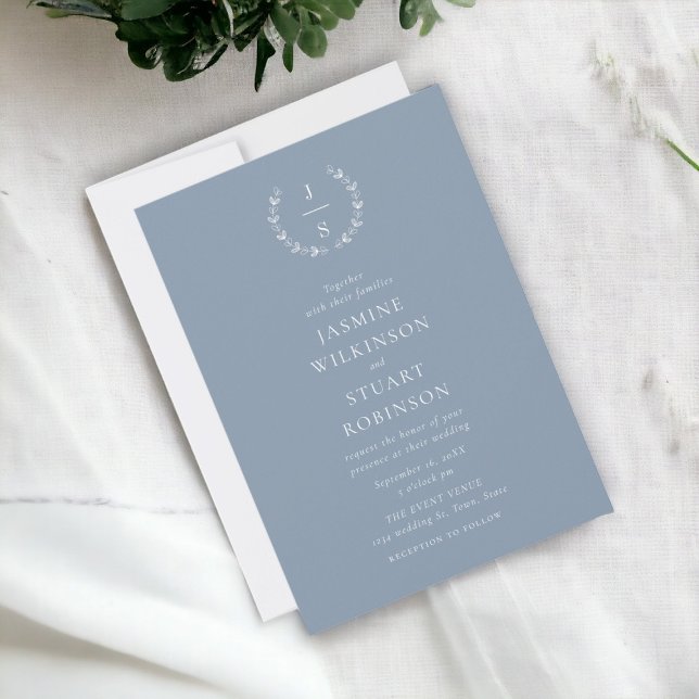 Invitación Elegante Boda azul turbio (Subido por el creador)