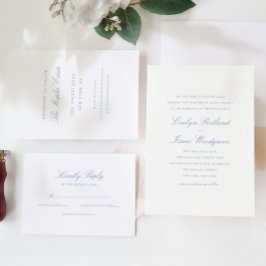 Invitación Elegante Boda azul turbio clásico