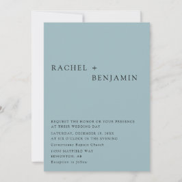 Invitación Elegante Boda azul turbio moderno código QR a dos 