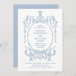 Invitación Elegante Boda azul turbio y bucólico de origen vic