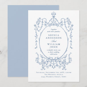 Invitación Elegante Boda azul turbio y bucólico de origen vic