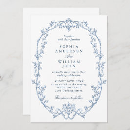 Invitación Elegante Boda azul turbio y bucólico de origen vic