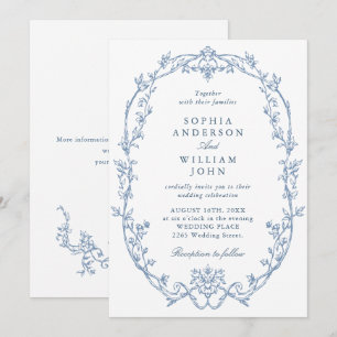 Invitación Elegante Boda azul turbio y bucólico de origen vic