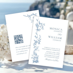 Invitación Elegante Boda azul turbio y bucólico de origen vic