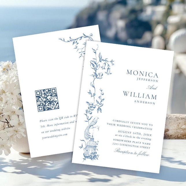 Invitación Elegante Boda azul turbio y bucólico de origen vic (Subido por el creador)