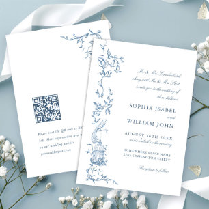 Invitación Elegante Boda azul turbio y bucólico de origen vic