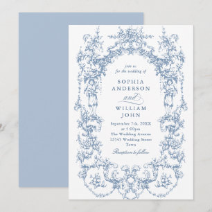 Invitación Elegante Boda azul turbio y bucólico de origen vic