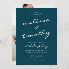 Invitación Elegante Boda azul Verde azulado Minimalista