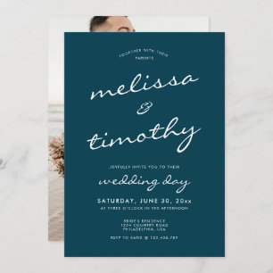 Invitación Elegante Boda azul Verde azulado Minimalista