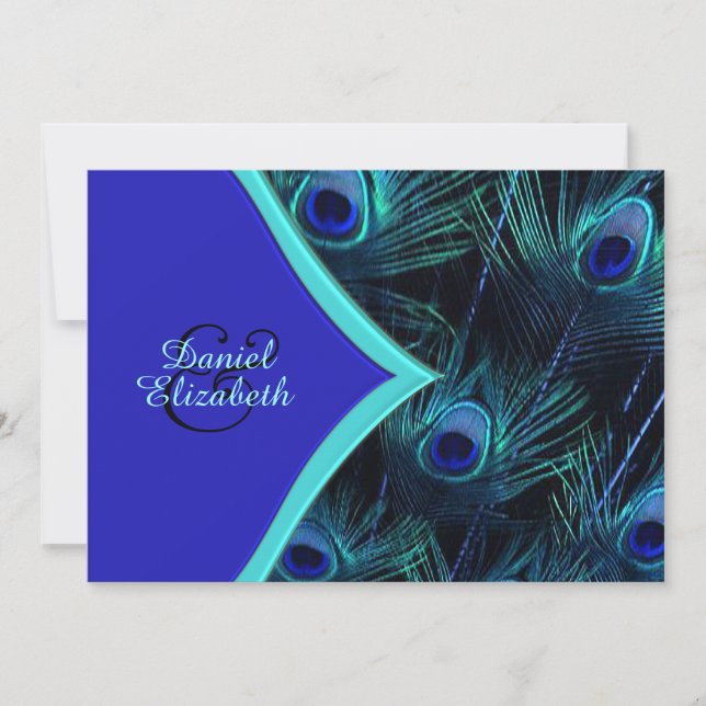 Invitación Elegante Boda azul Verde azulado y azul real de pa (Anverso)