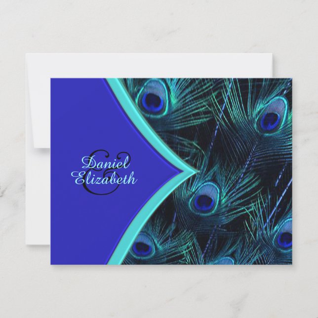 Invitación Elegante Boda azul Verde azulado y azul real de pa (Anverso)
