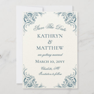 Invitación Elegante Boda Barroca Decorativa Salva La Fecha
