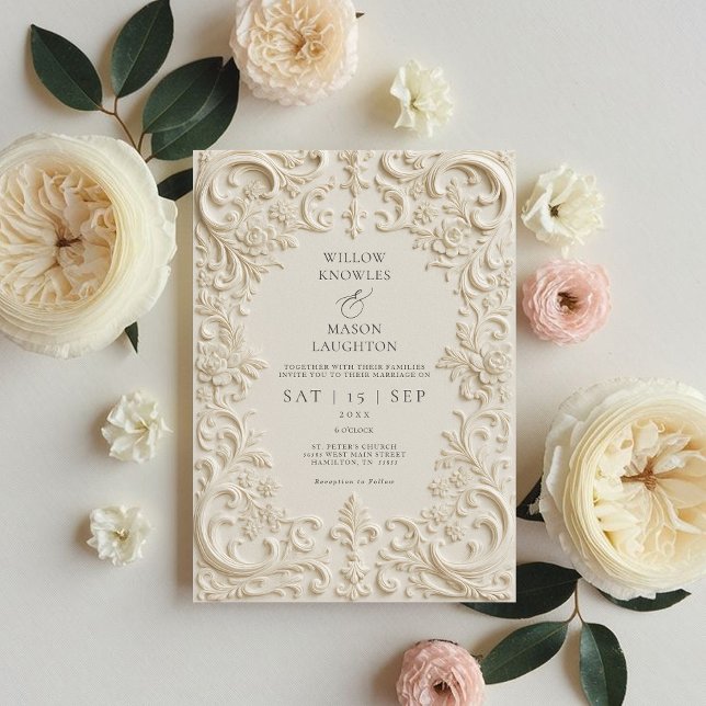 Invitación Elegante Boda barroco (Elegant Baroque Wedding Invitation Front)