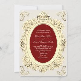 Invitación Elegante Boda barroco de oro y borgoña