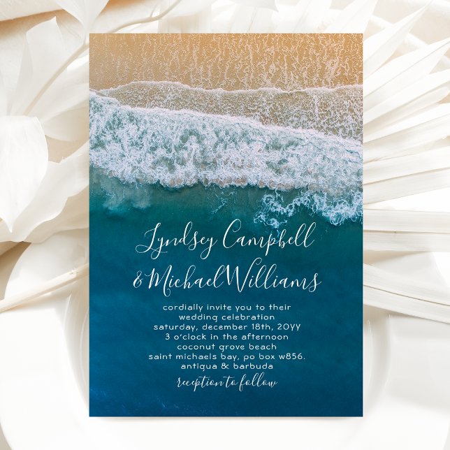 Invitación Elegante Boda Beach Blue Ocean (Subido por el creador)