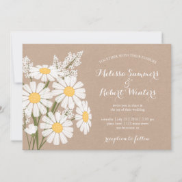 Invitación Elegante Boda beige de Daisies blancos florales
