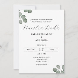 Invitación Elegante Boda bilingüe minimalista