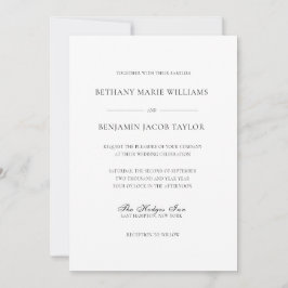 Invitación Elegante Boda Blanca Clásica con RSVP