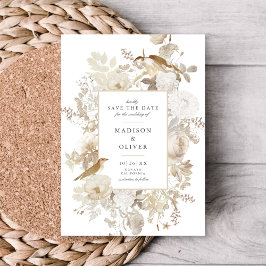 Invitación Elegante Boda Blanca Floral De La Tierra Salva La 