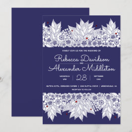 Invitación Elegante Boda blanco azul