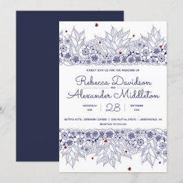 Invitación Elegante Boda blanco azul