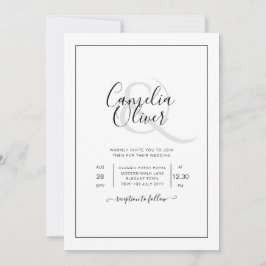 Invitación Elegante Boda blanco clásico