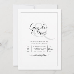 Invitación Elegante Boda blanco clásico