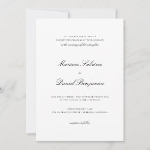 Invitación Elegante Boda blanco con escritura de caligrafía s
