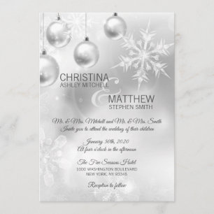 Invitación Elegante BODA blanco de copas de invierno