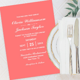 Invitación Elegante Boda blanco de coral sencillo