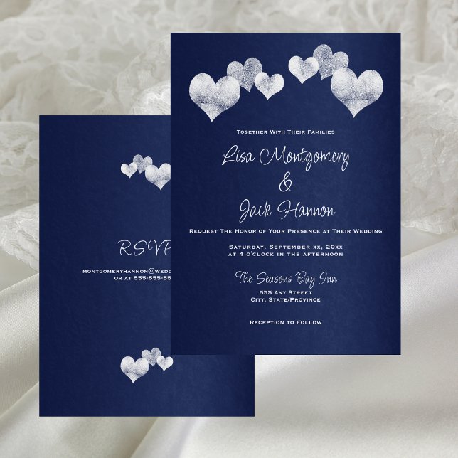 Invitación Elegante Boda blanco de la Marina (Elegant Navy White Wedding Invitation)