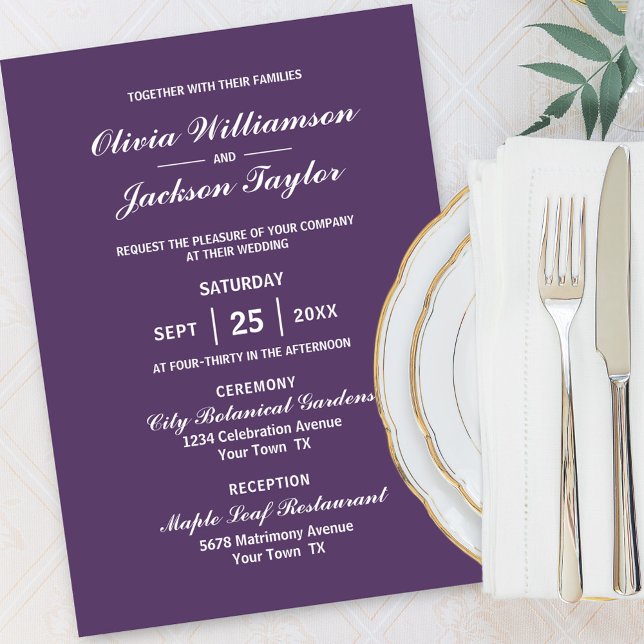 Invitación Elegante Boda blanco de lavanda simple (Subido por el creador)