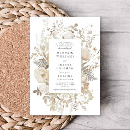 Invitación Elegante Boda blanco de Moda floral de tierra