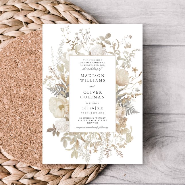 Invitación Elegante Boda blanco de Moda floral de tierra (Subido por el creador)