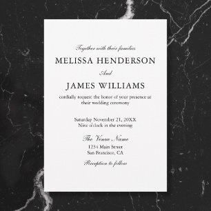 Invitación Elegante Boda blanco fotográfico clásico