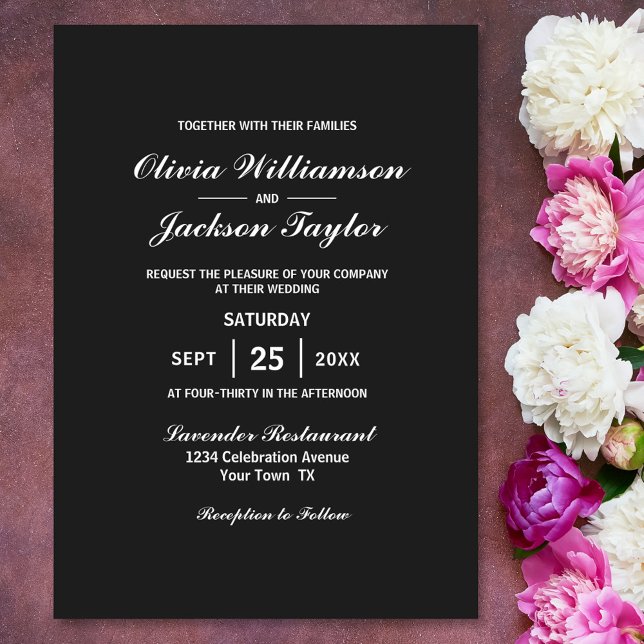 Invitación Elegante Boda blanco gris simple (Subido por el creador)